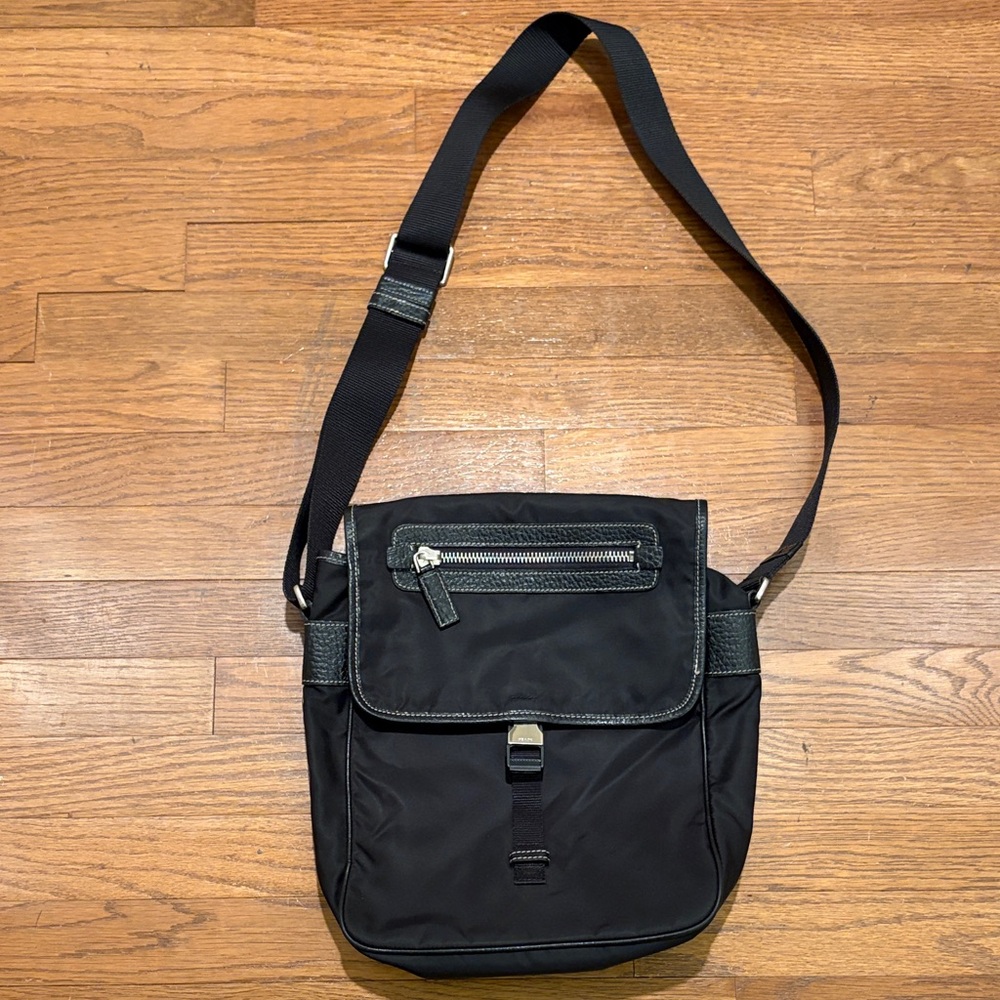 Authentic PRADA Black Tessuto Nylon Crossbody / Messenger Bag – Made in Italy
